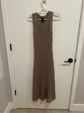 House of Harlow 1960 Brown Crochet Knit Maxi Dress
